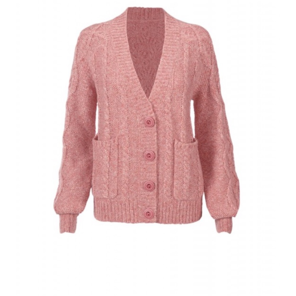 CAbi Pink Cable Knit Cardigan